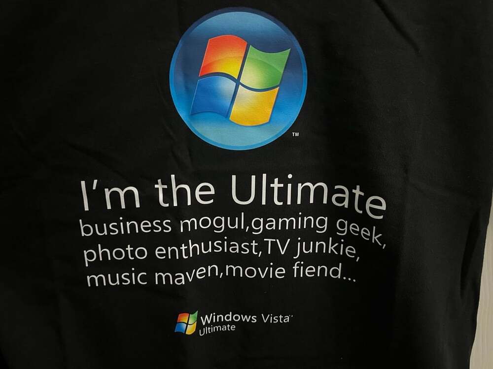 Microsoft Windows Vista T-Shirt Black Graphic Print